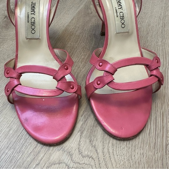 Jimmy Choo Jude Fuchsia Open-Toe Sandal Heels - Picture 3 of 12